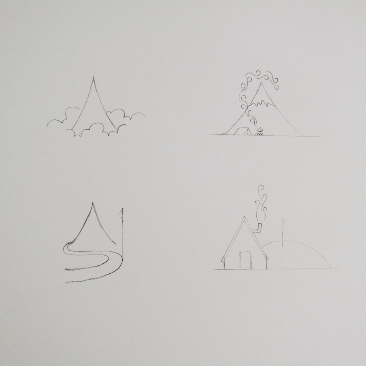 黑白简笔画48/100|小山丘系列-手绘附过程 今天也是系列画 小山丘