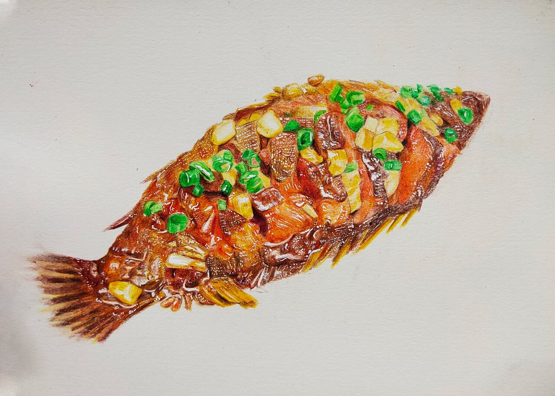 彩铅安徽美食四大扛把子 彩铅手绘安徽美食,分别是臭鳜鱼,毛豆腐,黄山