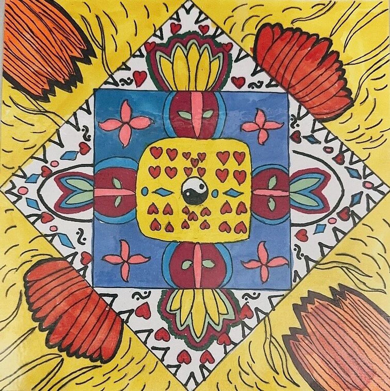 小学美术五年级课堂随拍《适合纹样》