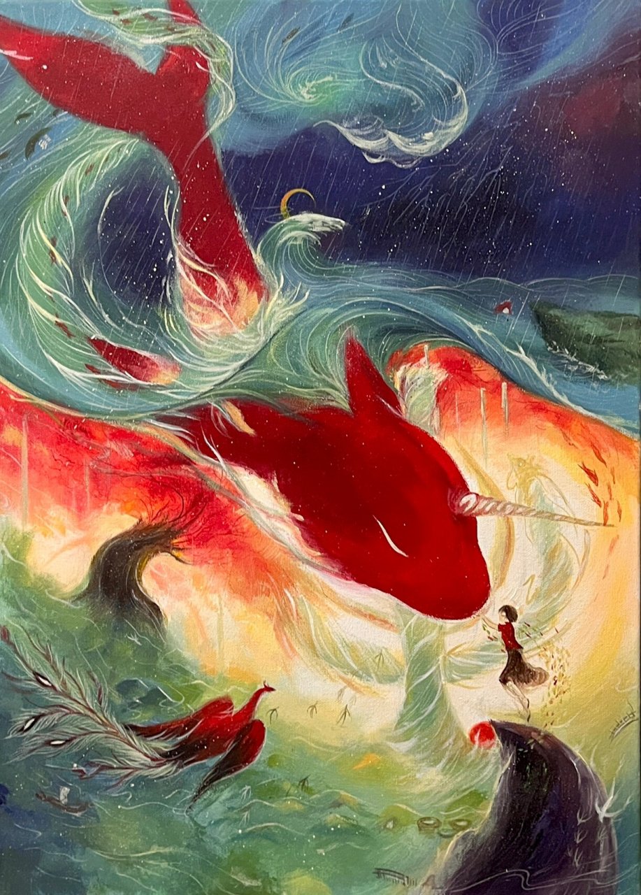 大鱼海棠丙烯画 这短短的一生,我们最终都会失去,你不妨大胆一些,爱一