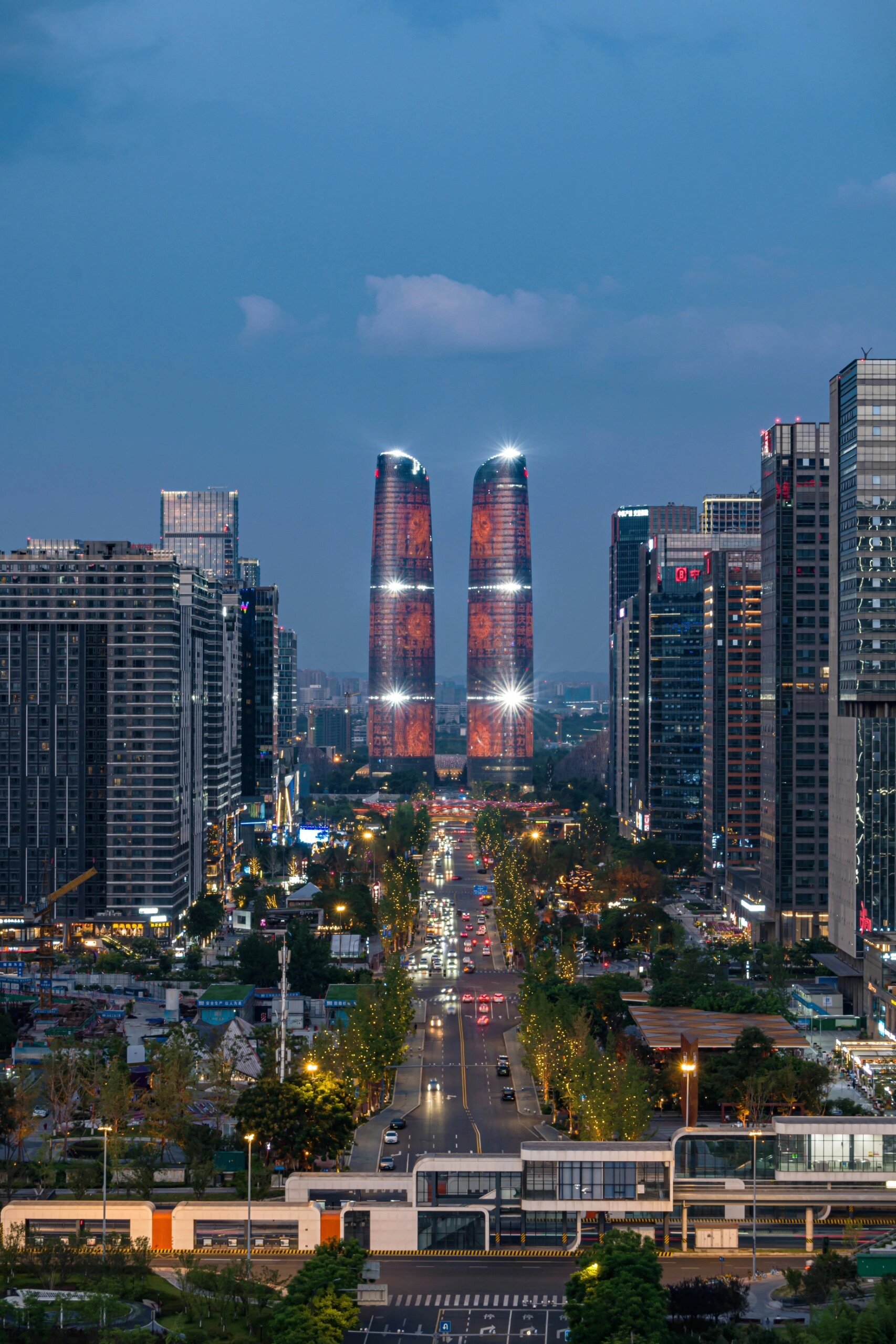 成都双子塔最正机位75灯光秀绝佳位置75 这个机位可太经典了