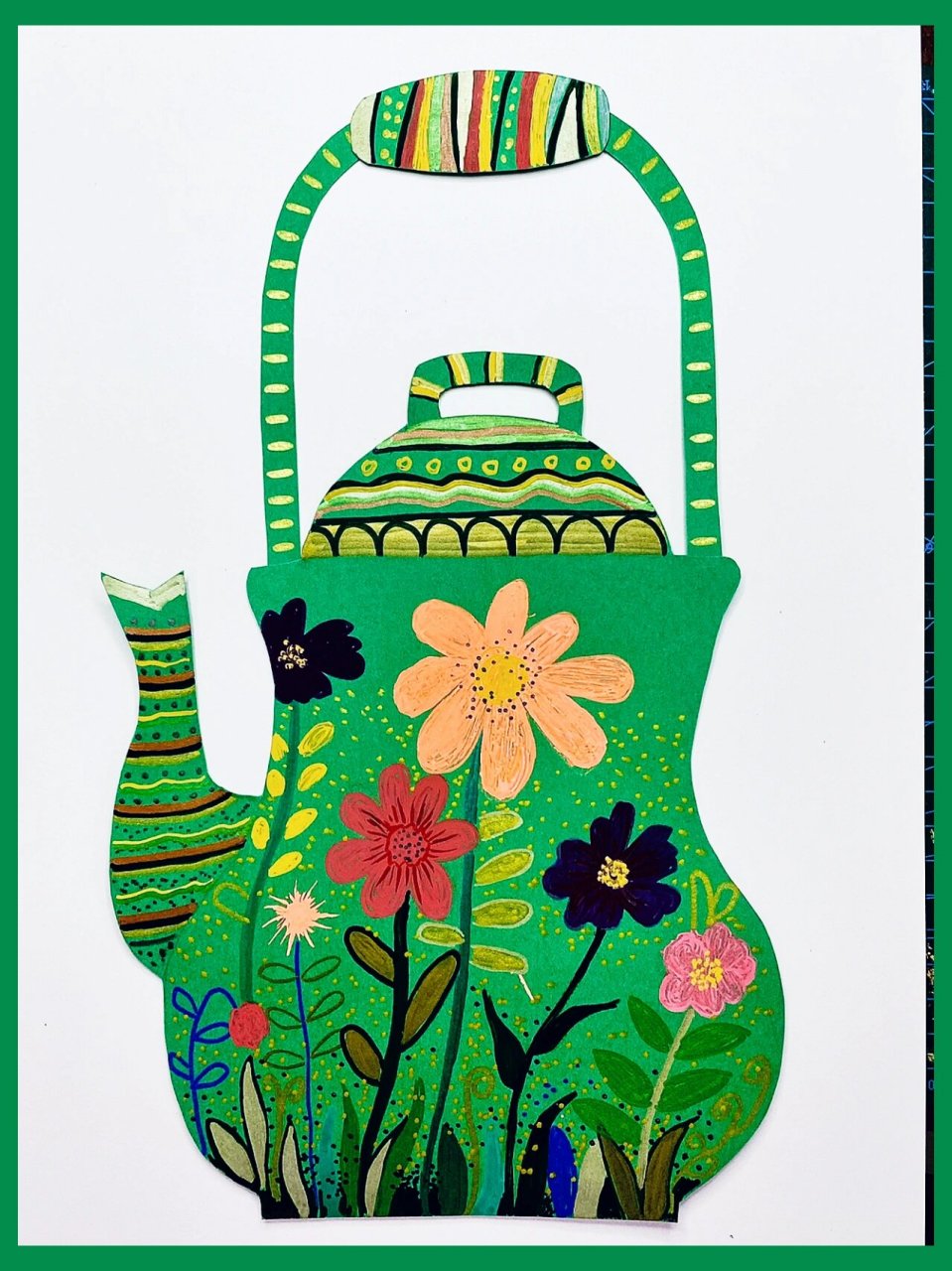 下午茶茶壶茶杯创意美术儿童画