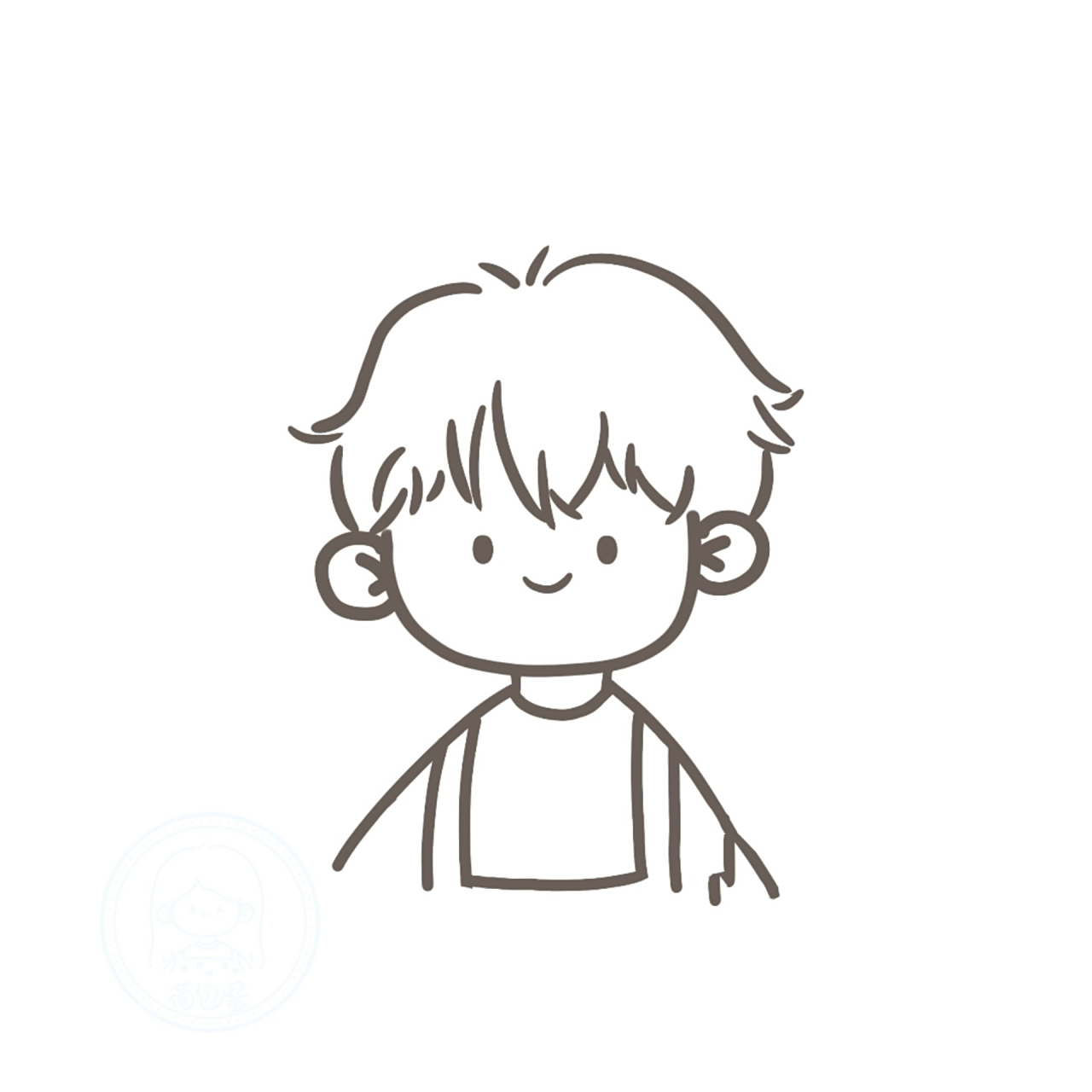 原创简笔画|小男生头像⑧ 98喜欢可以长按保存哦～ 92商用二改