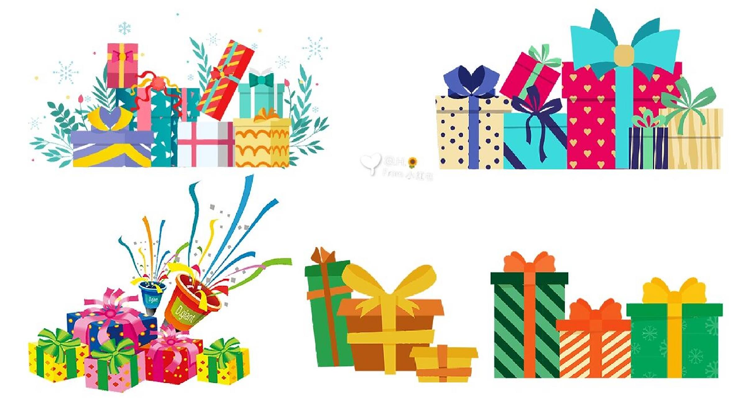 绘画素材‖手绘‖各种节日礼物盒造型集合 97哇,有礼物耶!