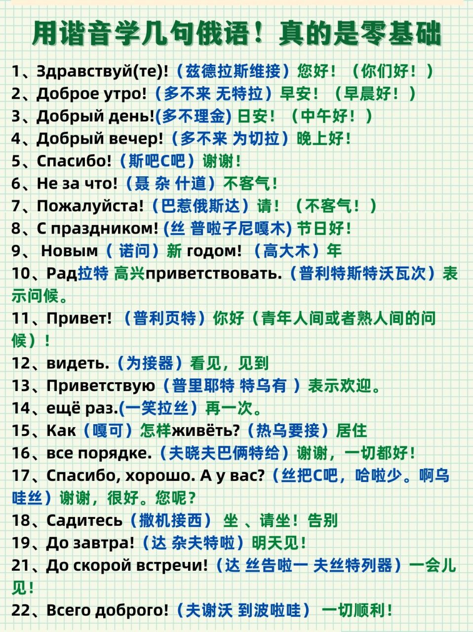 用谐音学几句俄语吧!真的是零基础