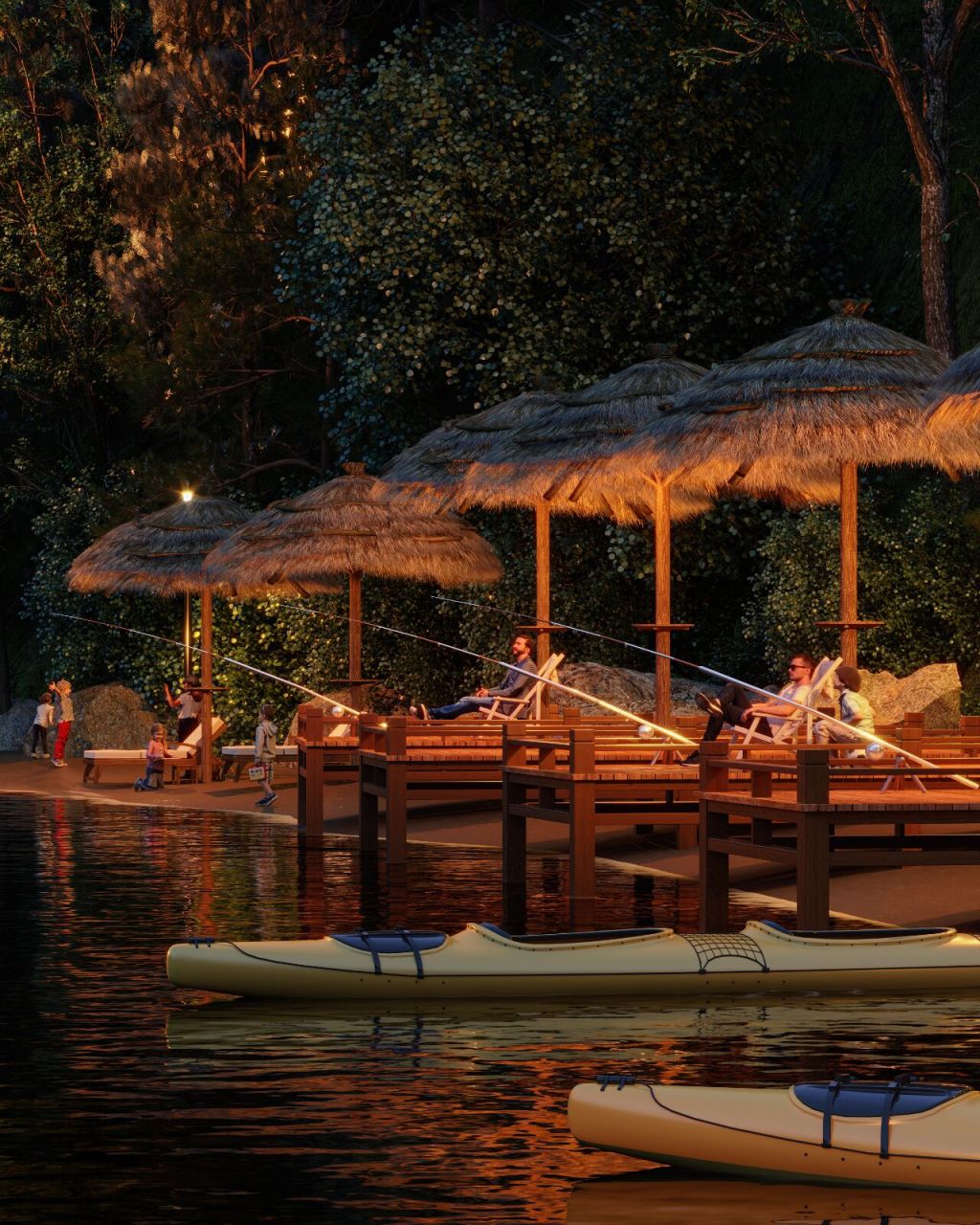 迷人的夜晚 露营基地效果图 78这个露营基地,设计师在做效果图的