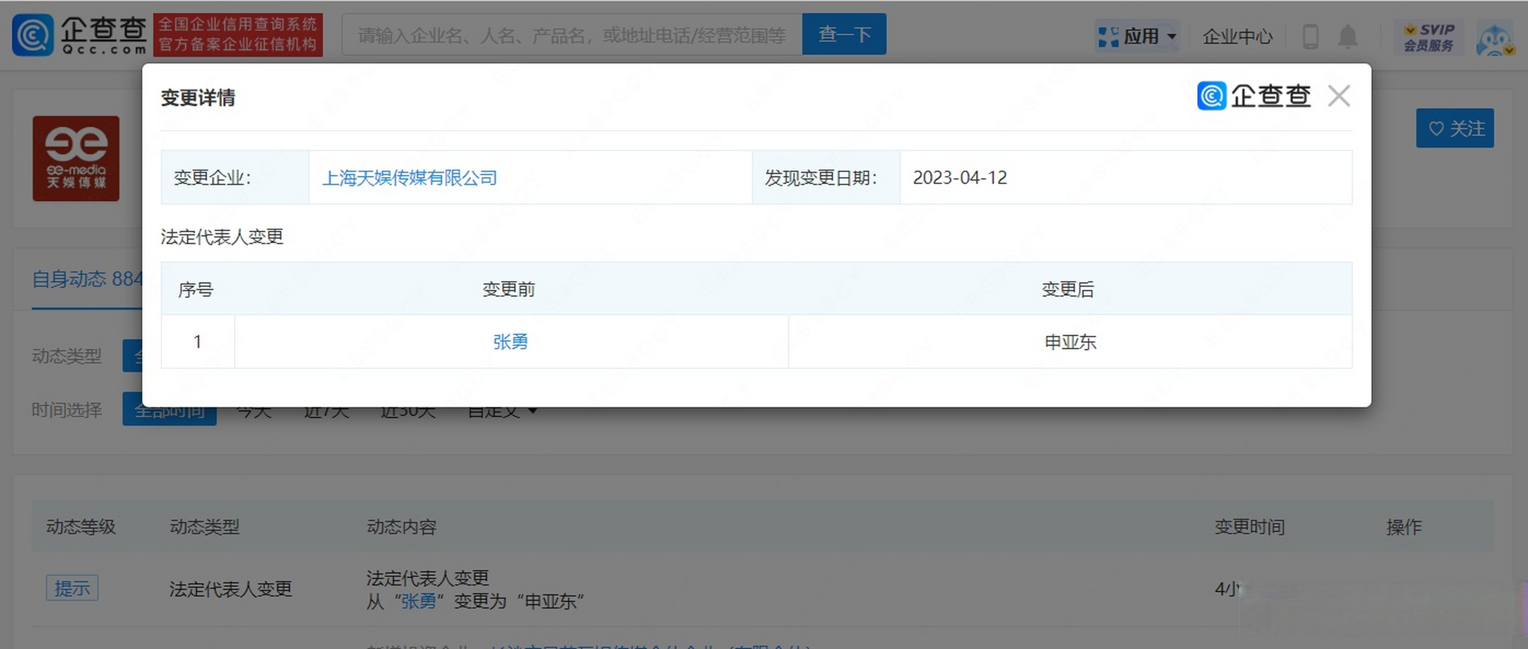 张勇卸任天娱传媒法定代表人#【申亚东接任张勇成天娱传媒法定代表人