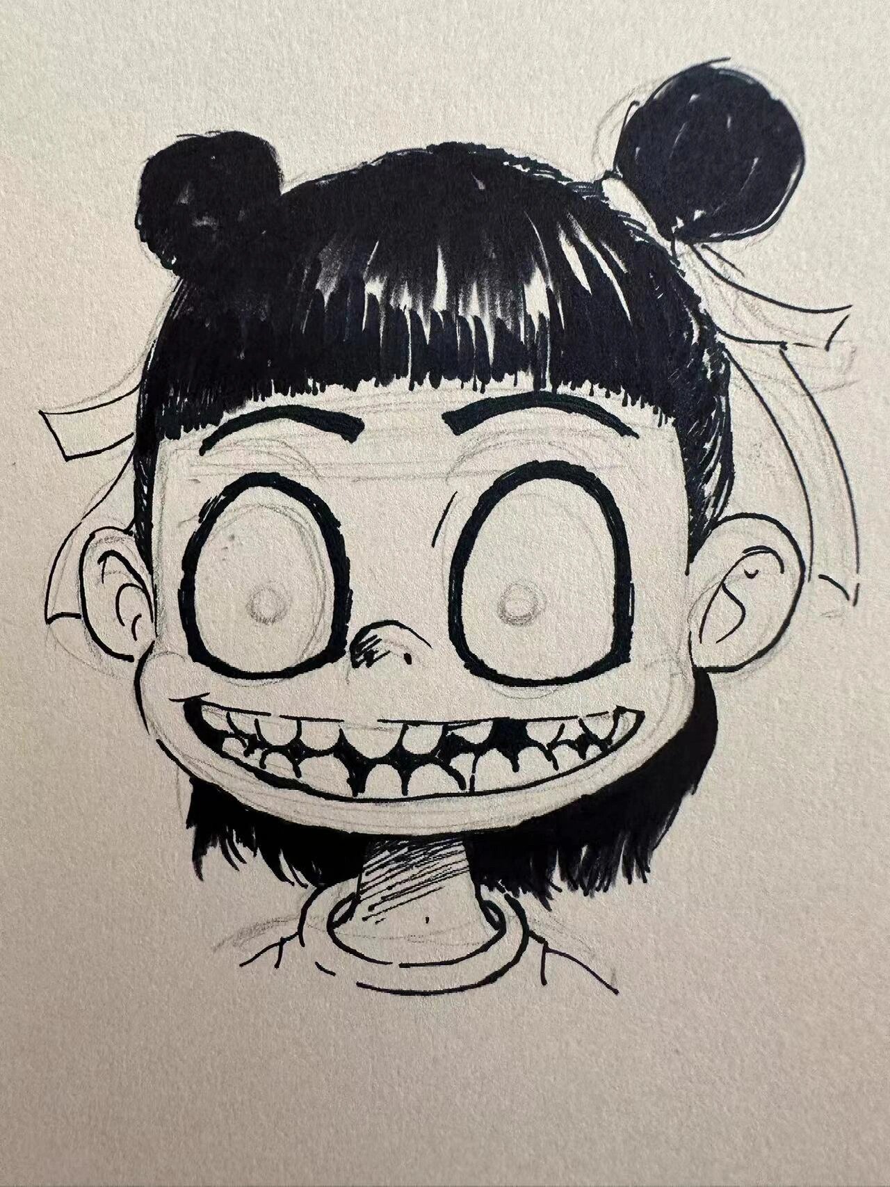 哪吒 针管笔速写 五步学会超简单 千万别学,因为一学就会,魔童哪吒来