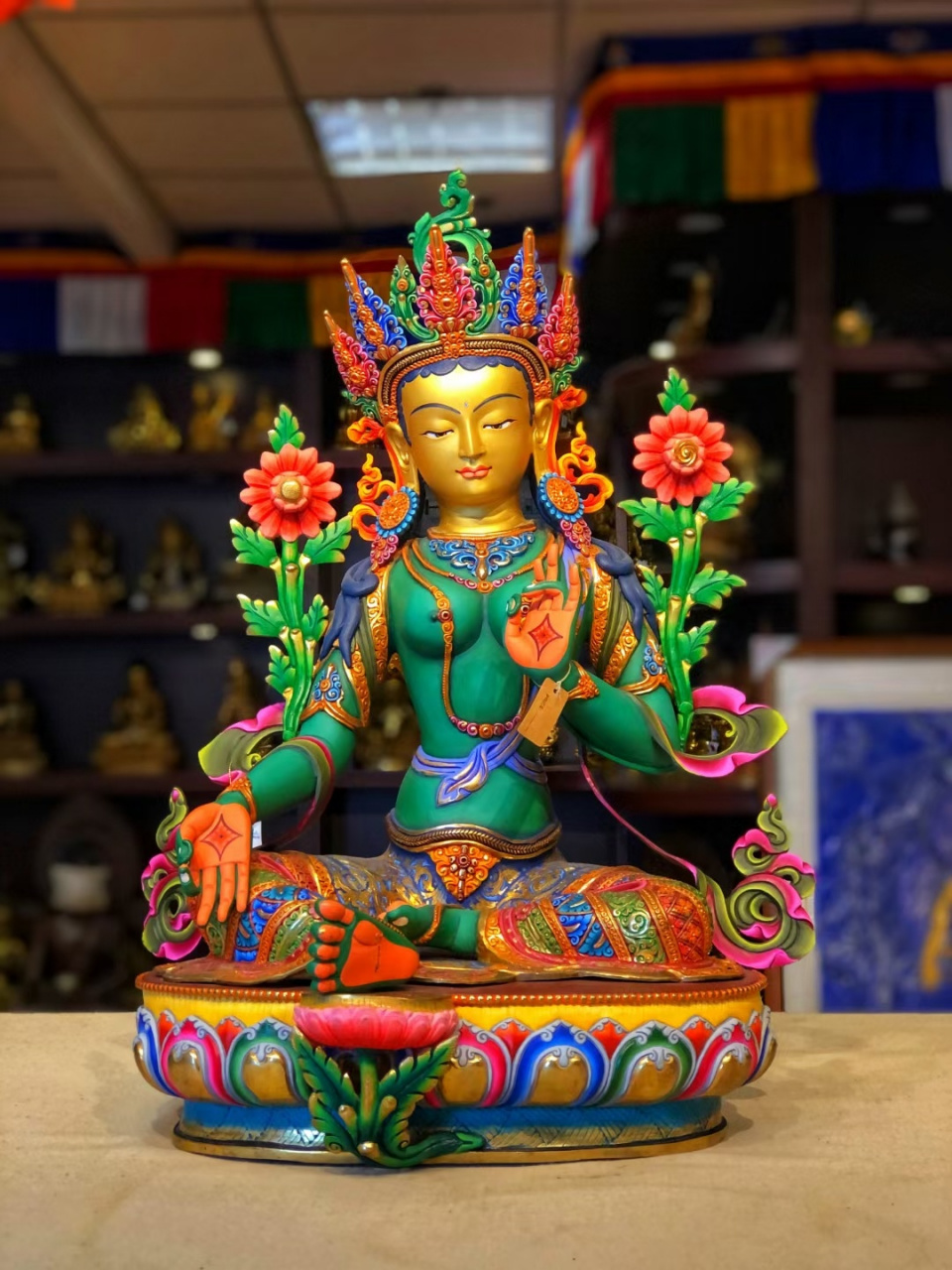 [威武][威武]彩绘绿度母,尼泊尔释迦族顶尖工艺.