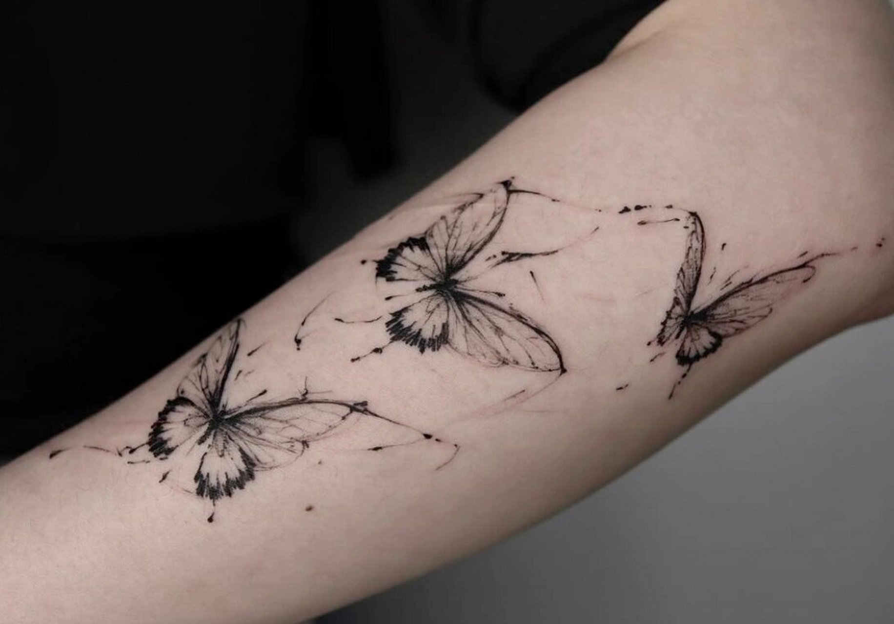 纹身图案分享|蝴蝶|黑白