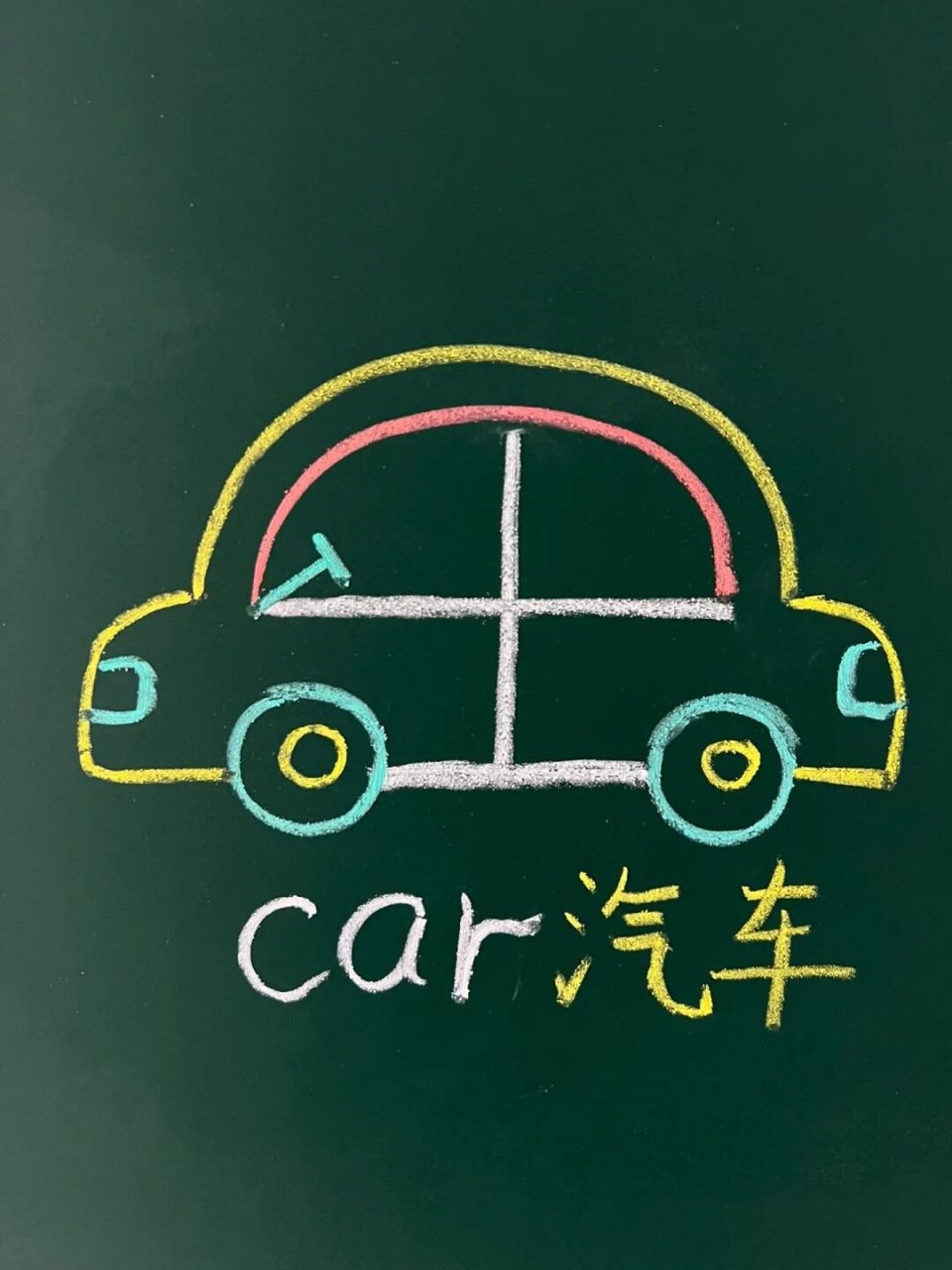 今日分享用士画car,具体步骤如下: 1.先写一个士 2.然后画两个圆 3.