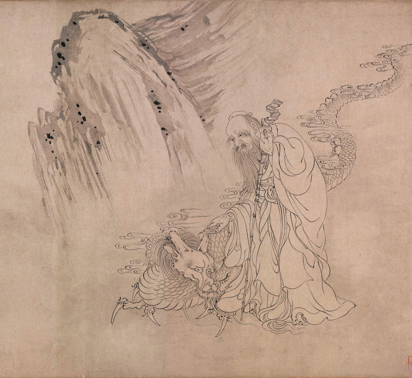 《九歌图》卷,元代,张渥,纸本墨色,纵29厘米,横523.