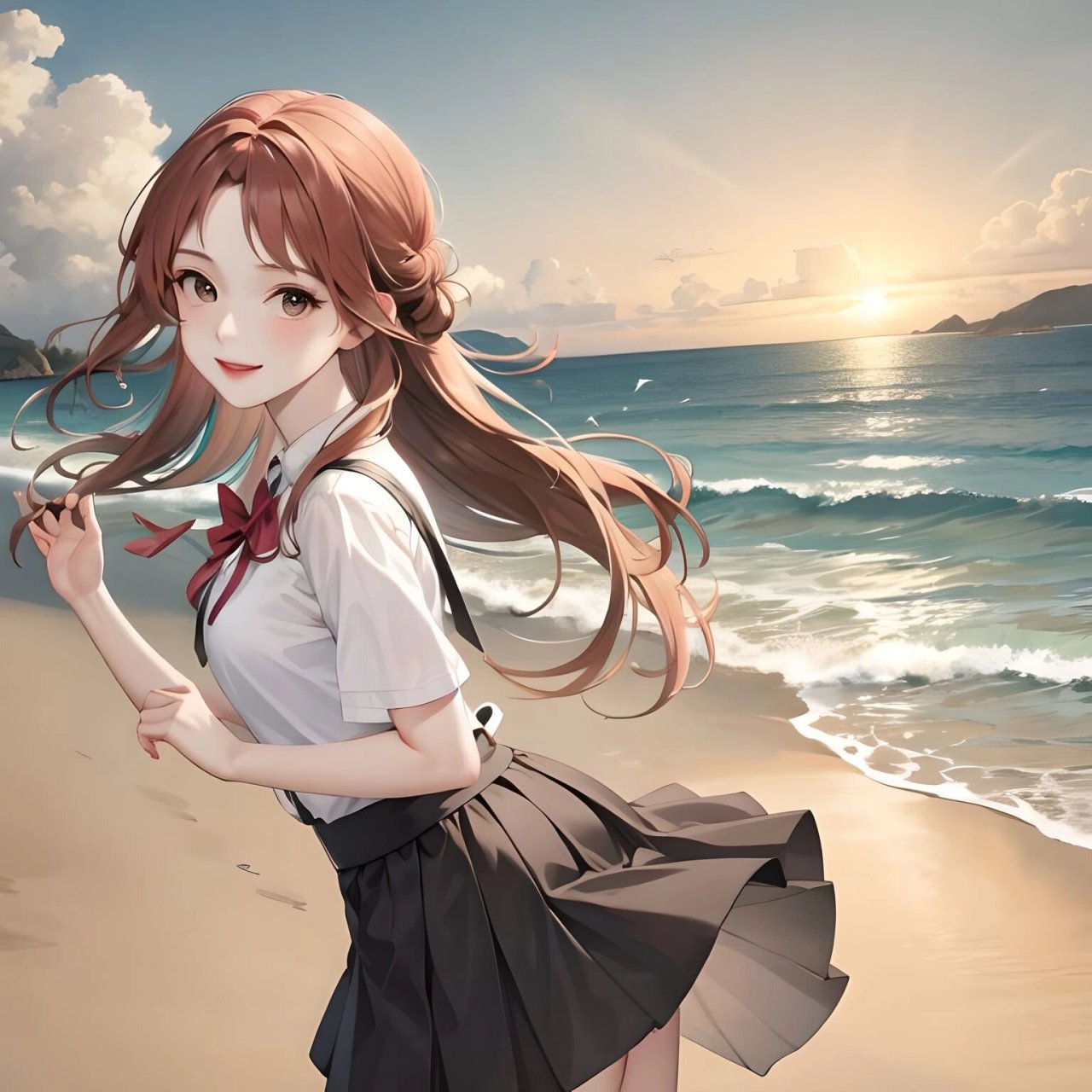 女生动漫头像|海边学院风     图片由  生成