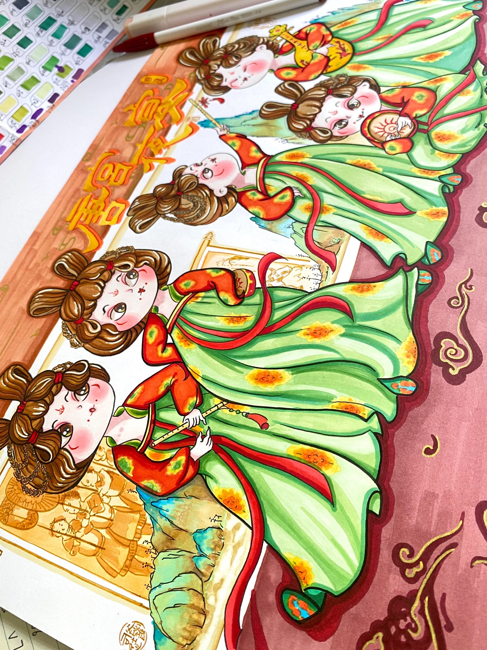 原创唐宫夜宴主题画