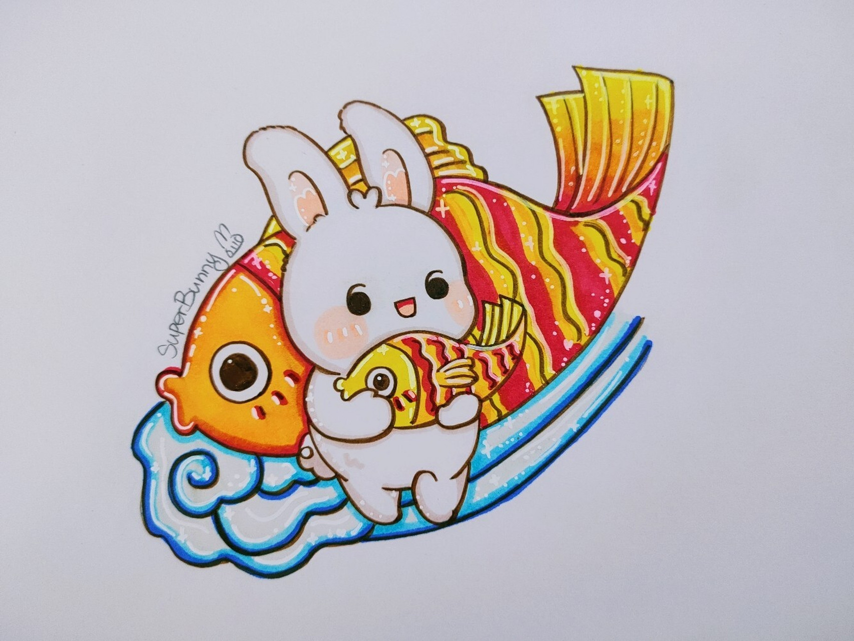 114可爱兔兔马克笔95新年年年有余 95959595 兔酱祝大家年