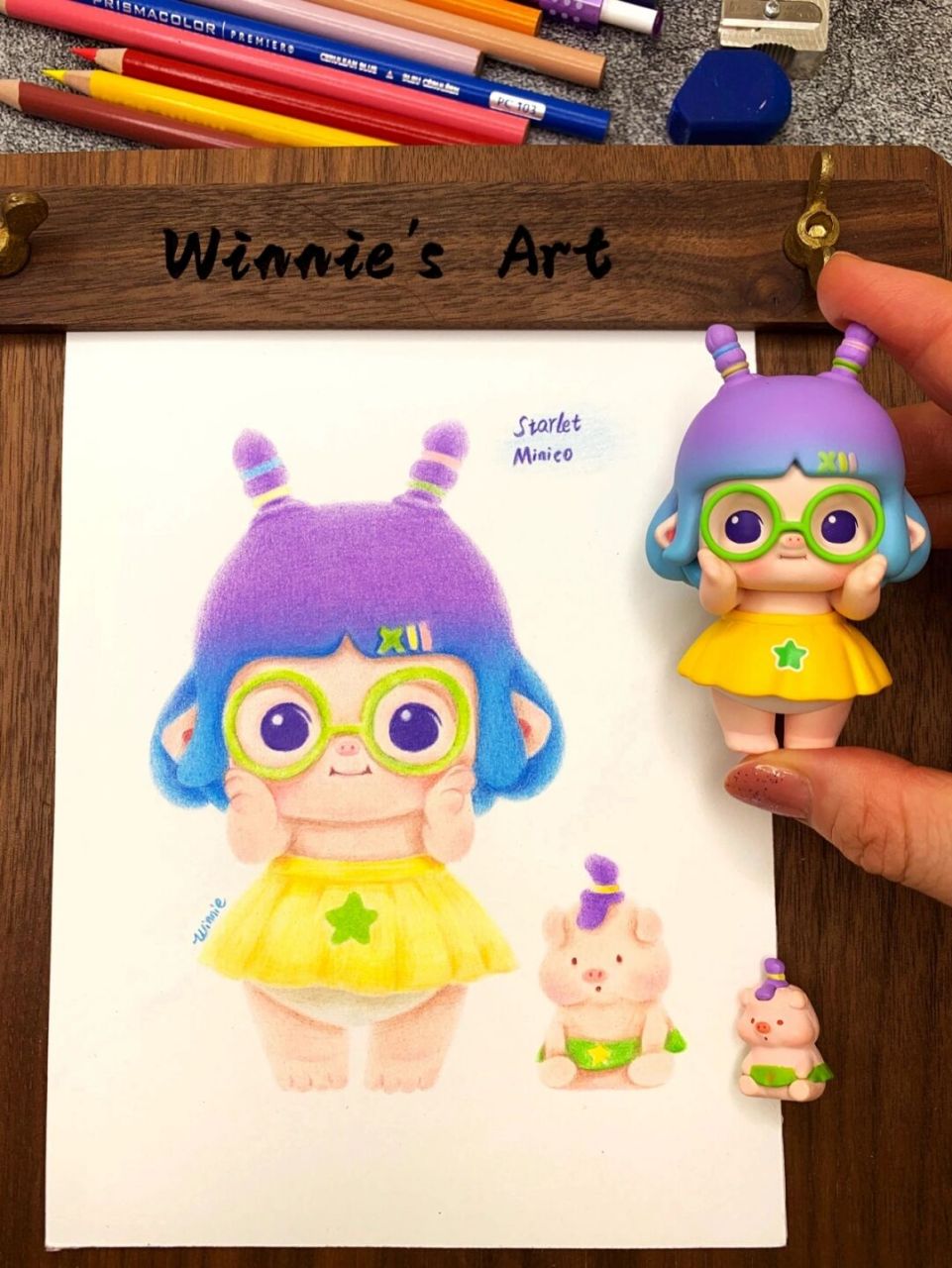 【手绘彩铅盲盒】泡泡玛特minico附线稿 彩铅:三幅霹雳马 纸:获多福