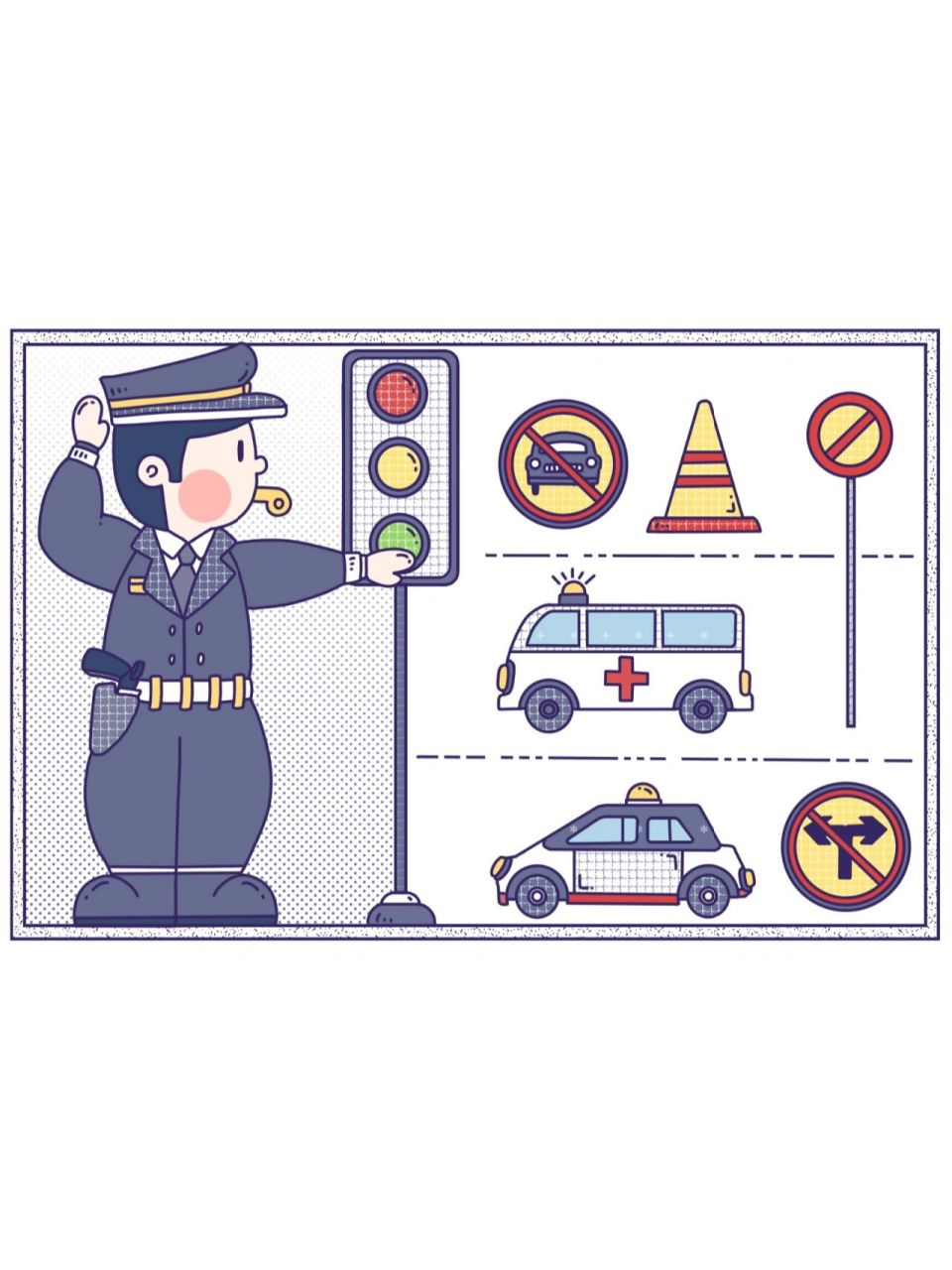 职业简笔画素材参考(1) police叔叔-没有假期,风雨无阻,即使休假的