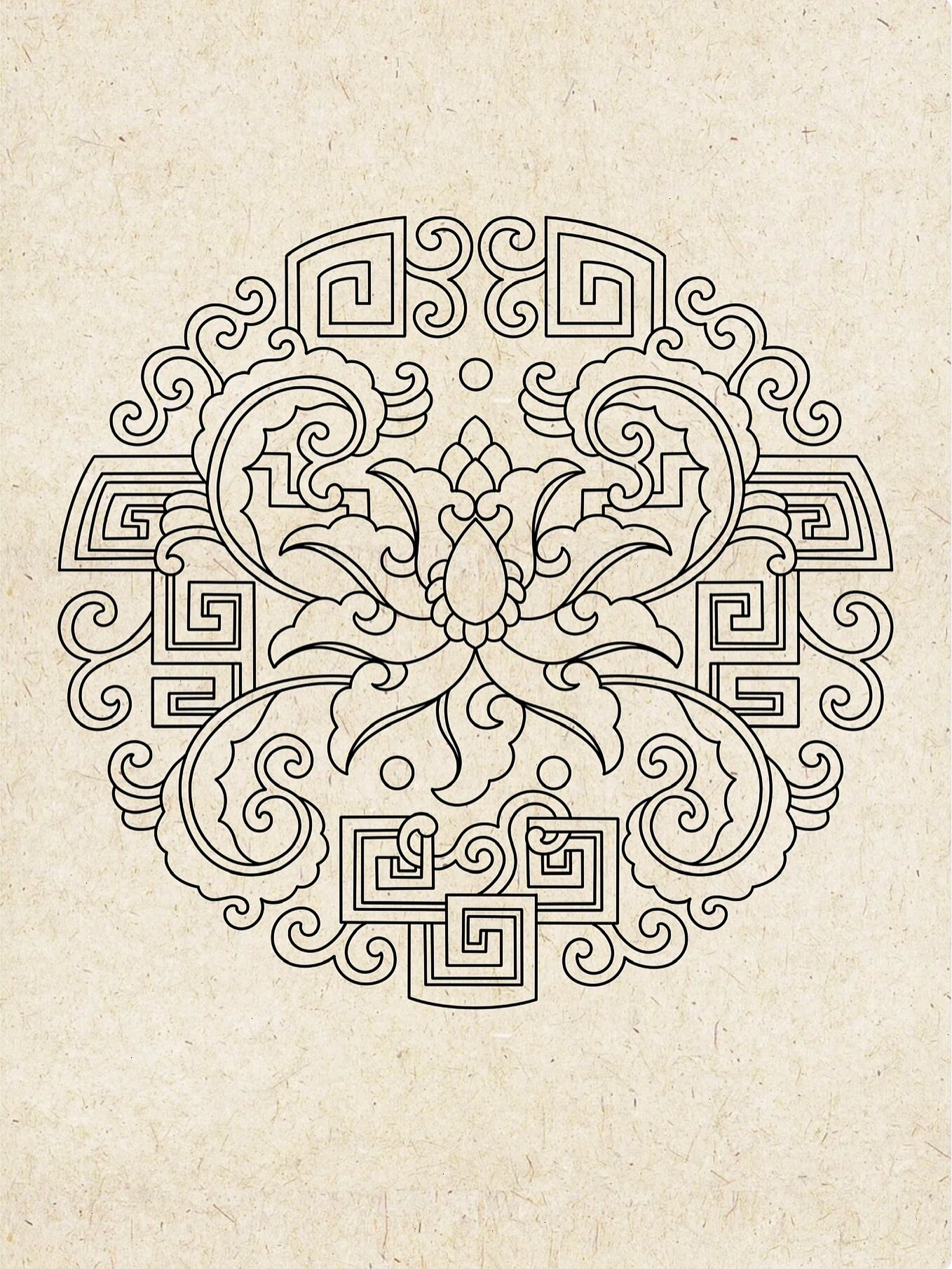 国风元素|回纹宝相花团纹样