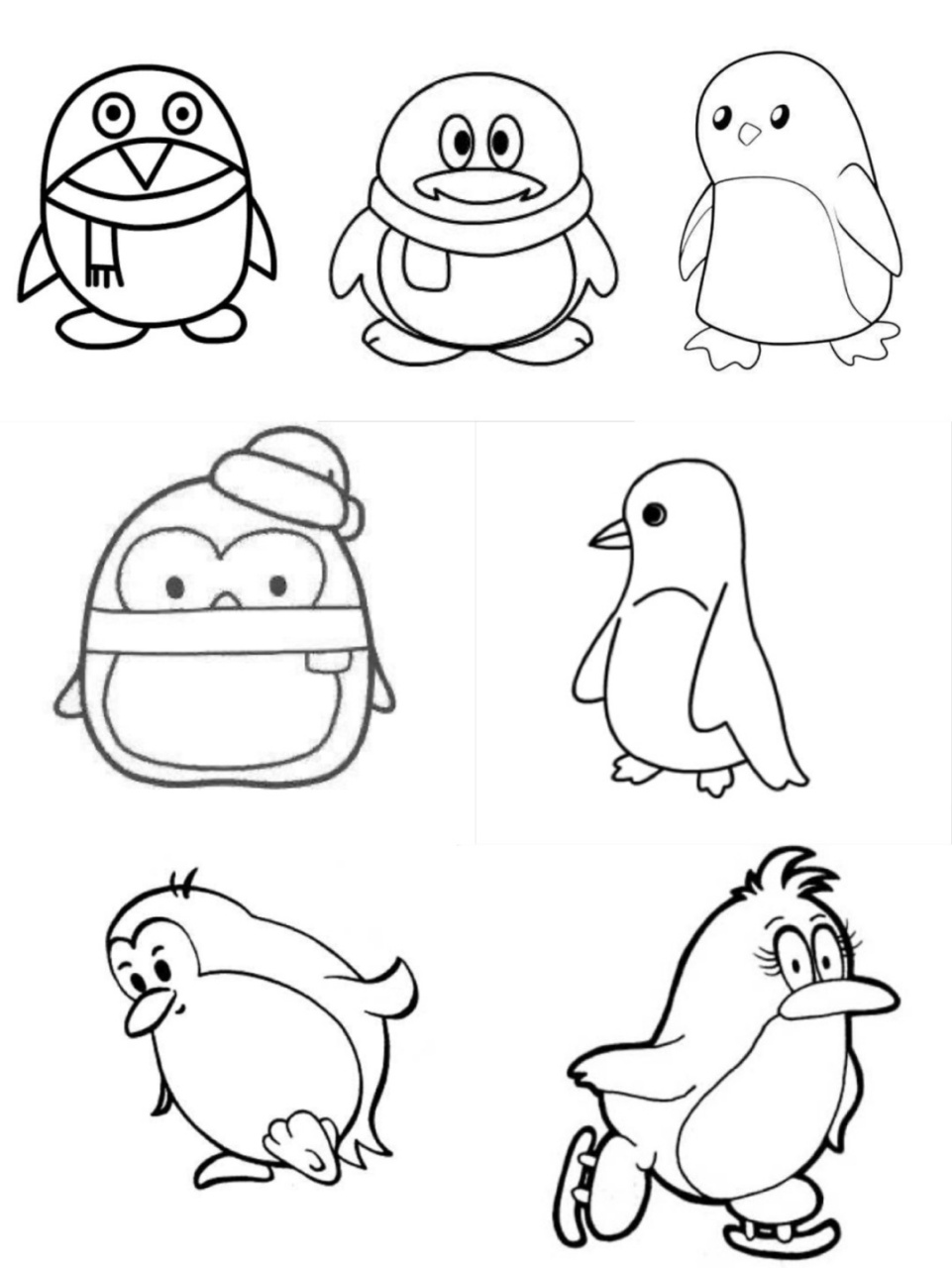 【简笔画】企鹅 创意美术,简笔画素材,手帐素材元素 