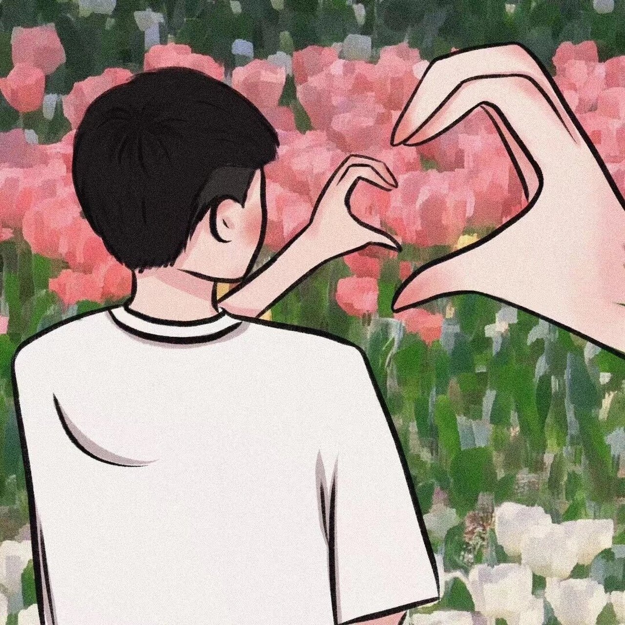 比心情侣头像 最近超火的比心拍照情侣头像来啦  喜欢自取