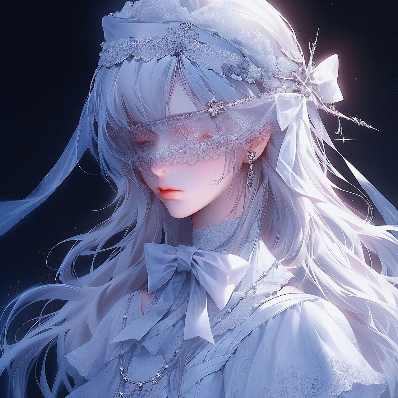 蒙眼白毛少女头像‖二次元动漫女生头像 在二次元里有一句叫作"二次元