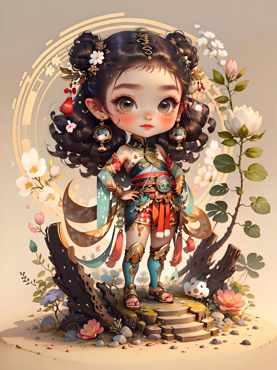 太美了吧ai绘画超精细可爱的q版古风娃娃图 #ai绘画有点东西# #插画师