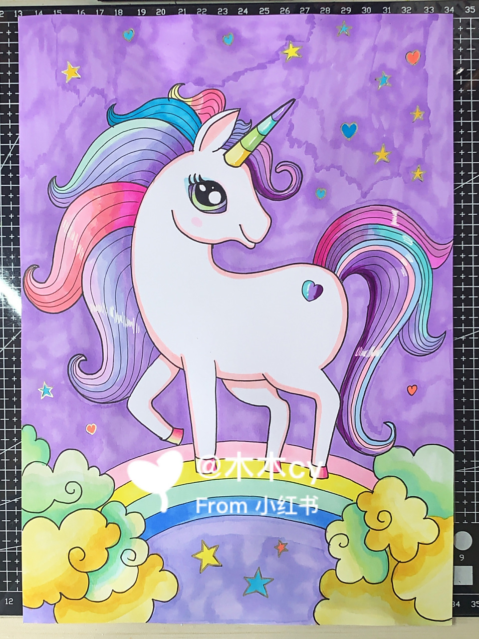 独角兽#马克笔儿童画 #创意儿童画