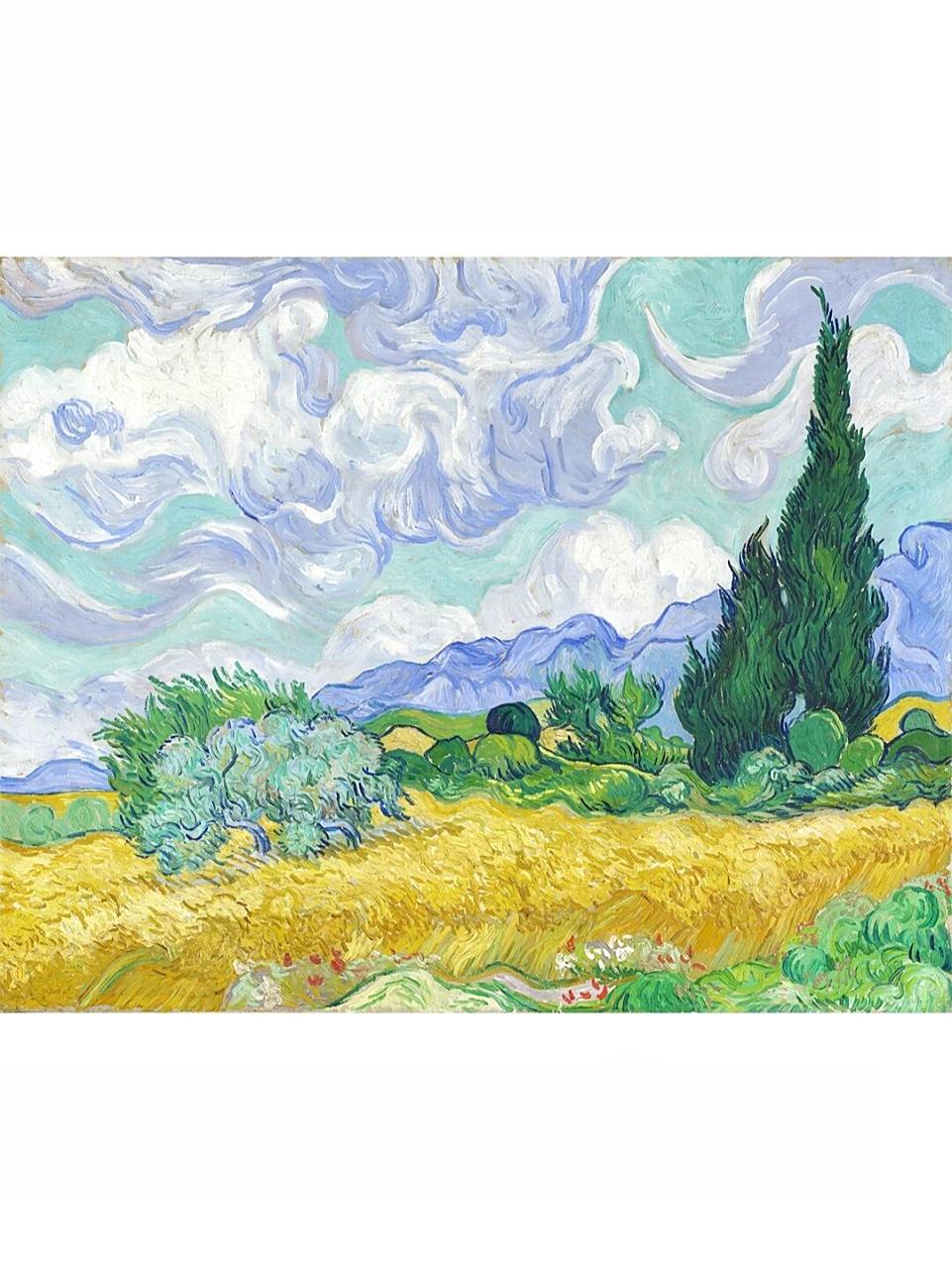 梵高《麦田与柏树》作品赏析