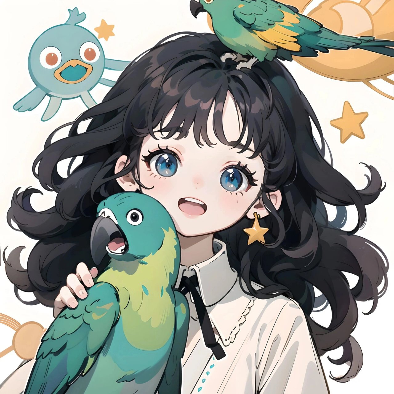 鹦鹉女孩|和鹦鹉在一起也太快乐啦00