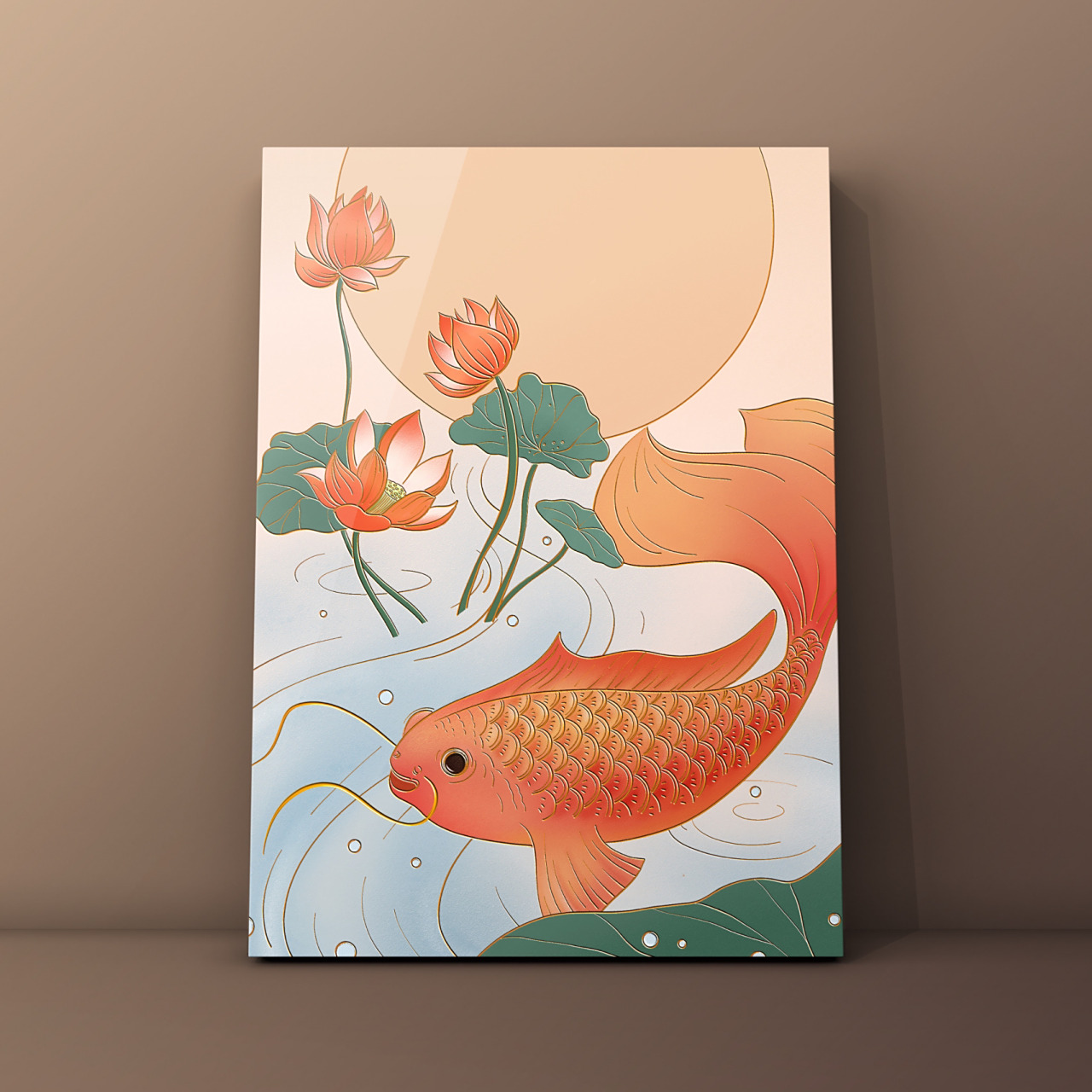 锦鲤荷花装饰画|掐丝珐琅artset手绘