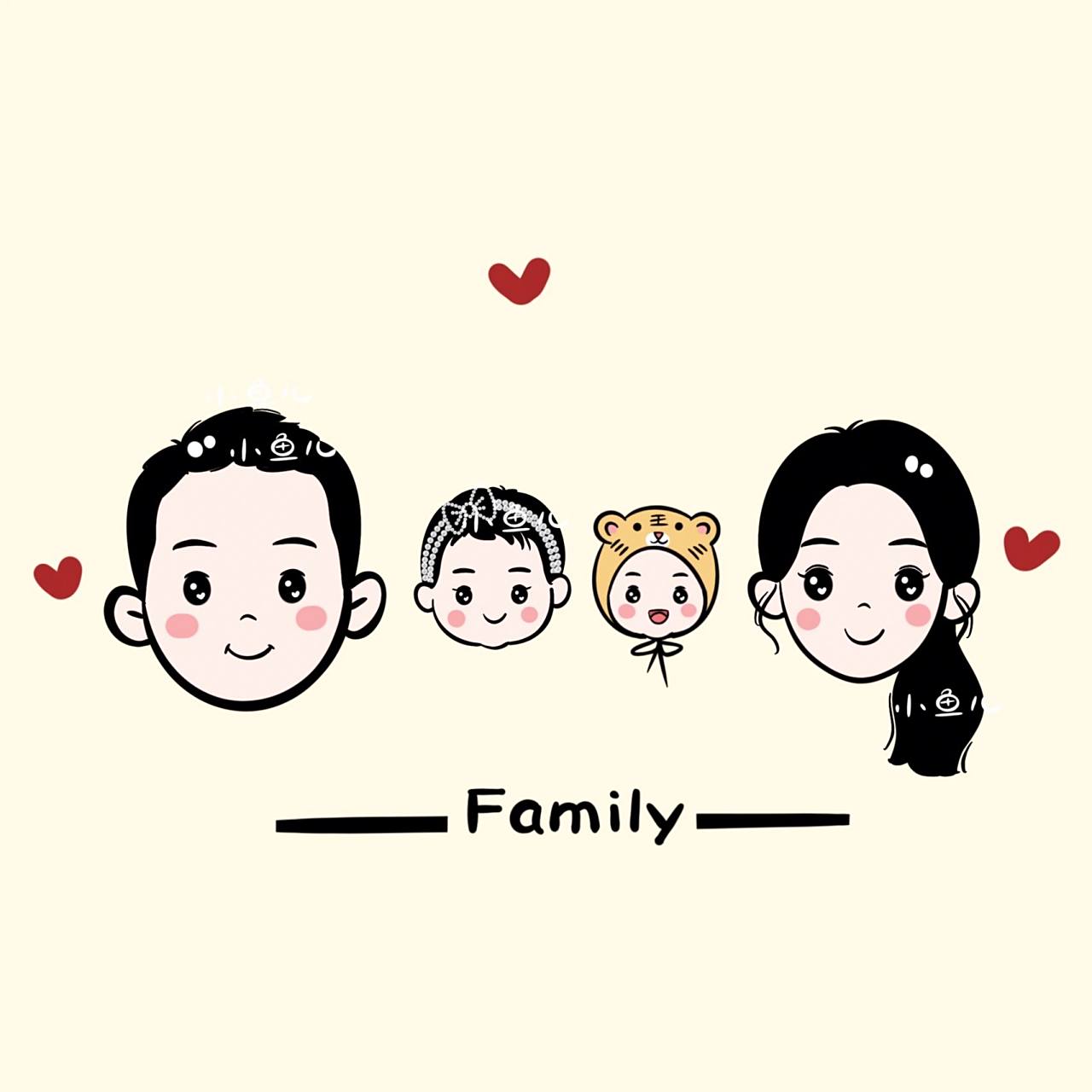 好看7815幸福满满的一家四口全家福头像 超可爱!超萌!