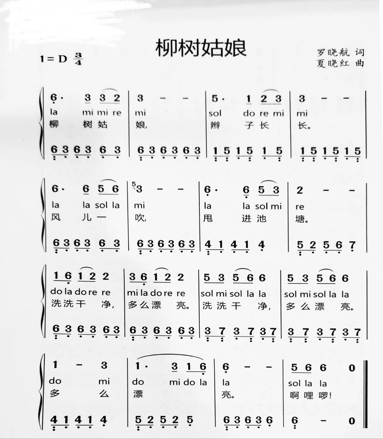 柳树姑娘~简谱