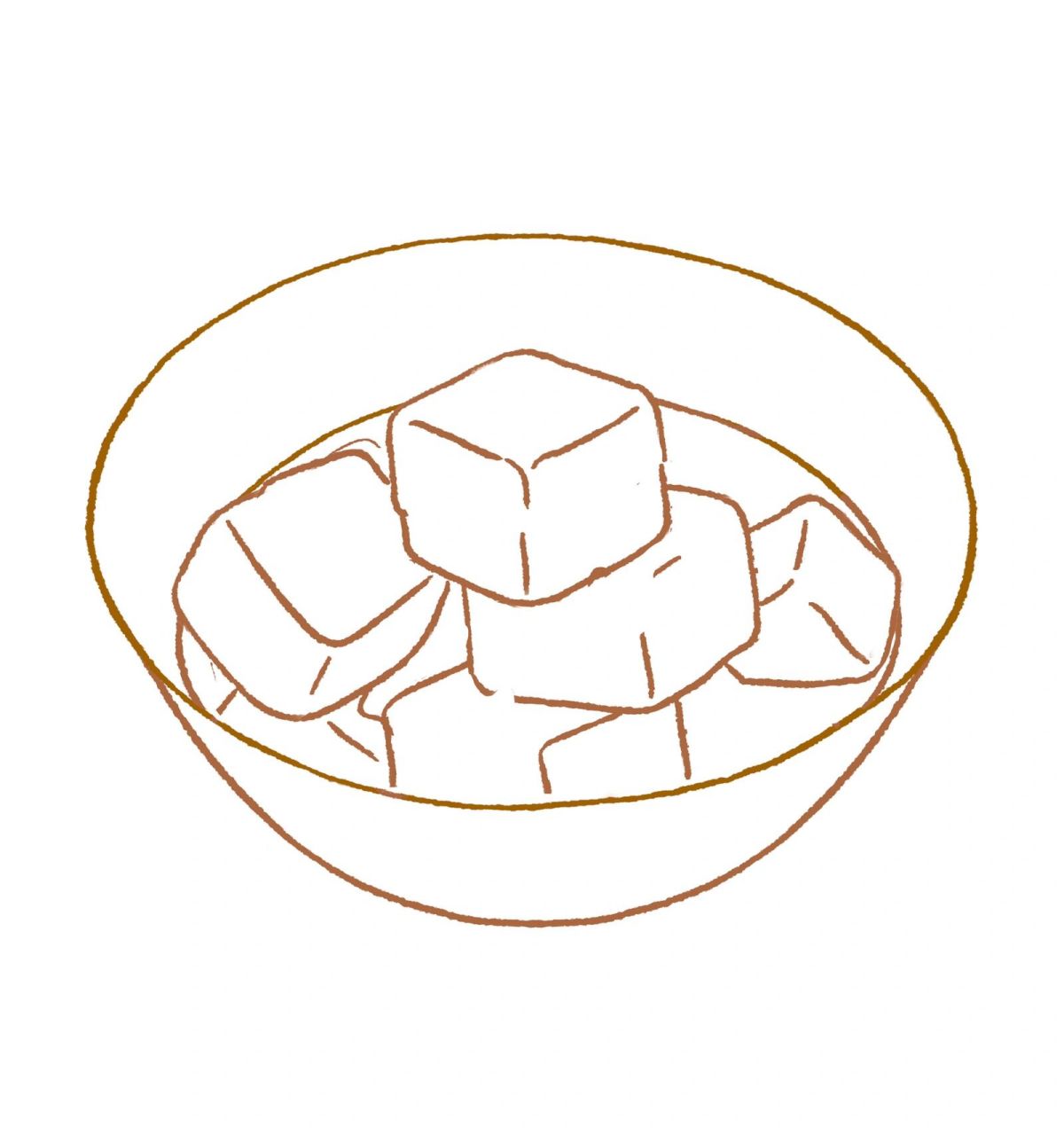 可爱简笔画教程 杏仁豆腐 跟猪猪包画一碗杏仁豆腐吧!