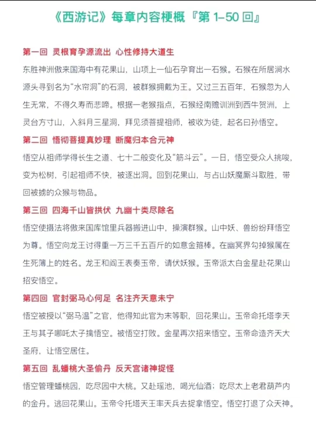 西游记每章内容概述