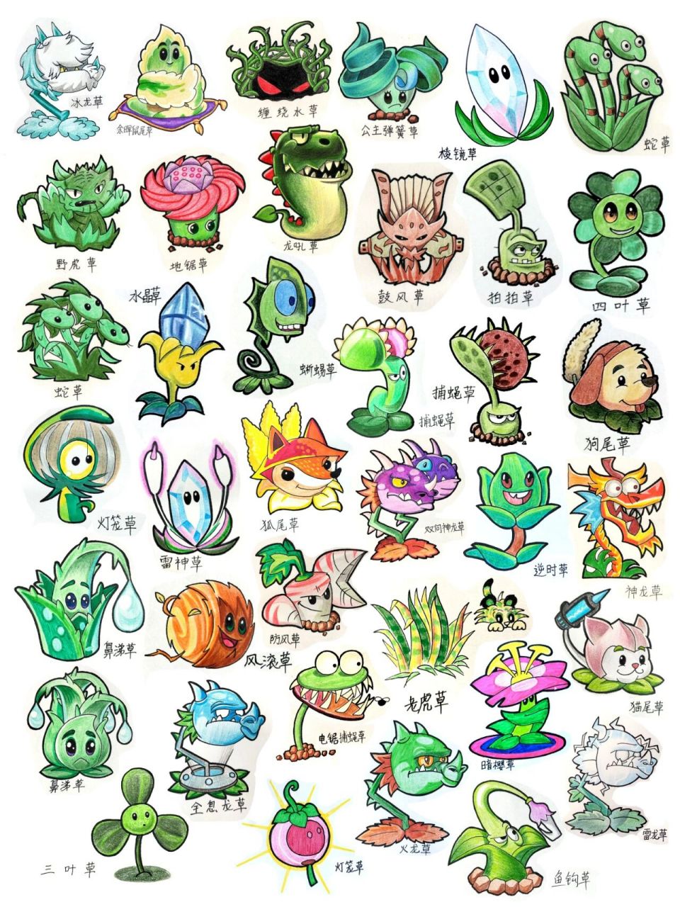 植物大战僵尸绘画 草家族