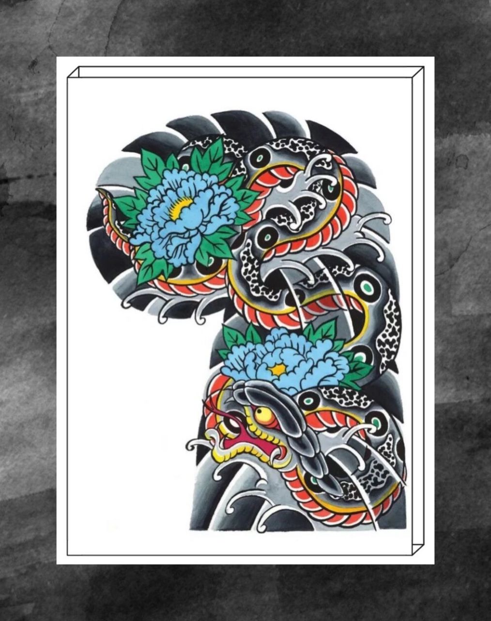 蛇盘牡丹纹身图 手臂图片