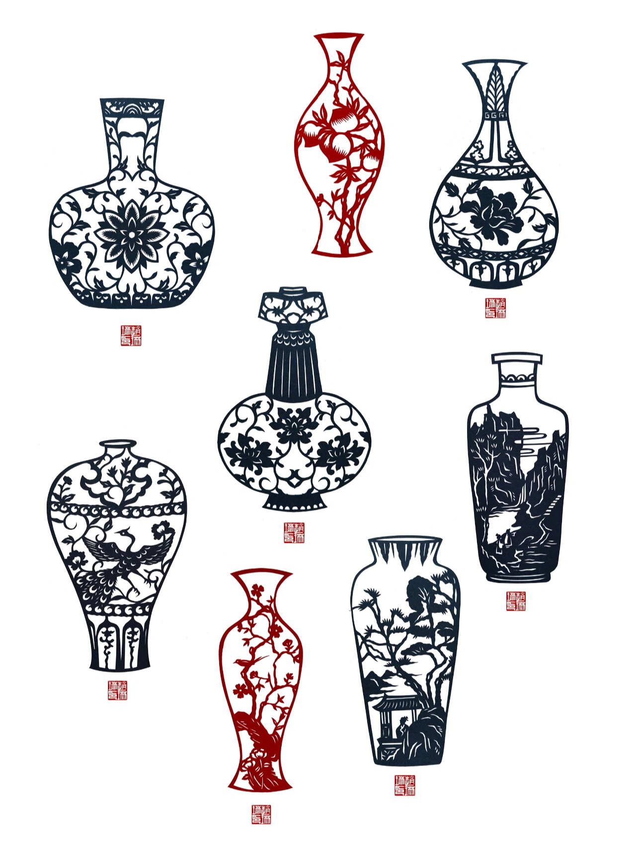 经典瓶子造型剪纸