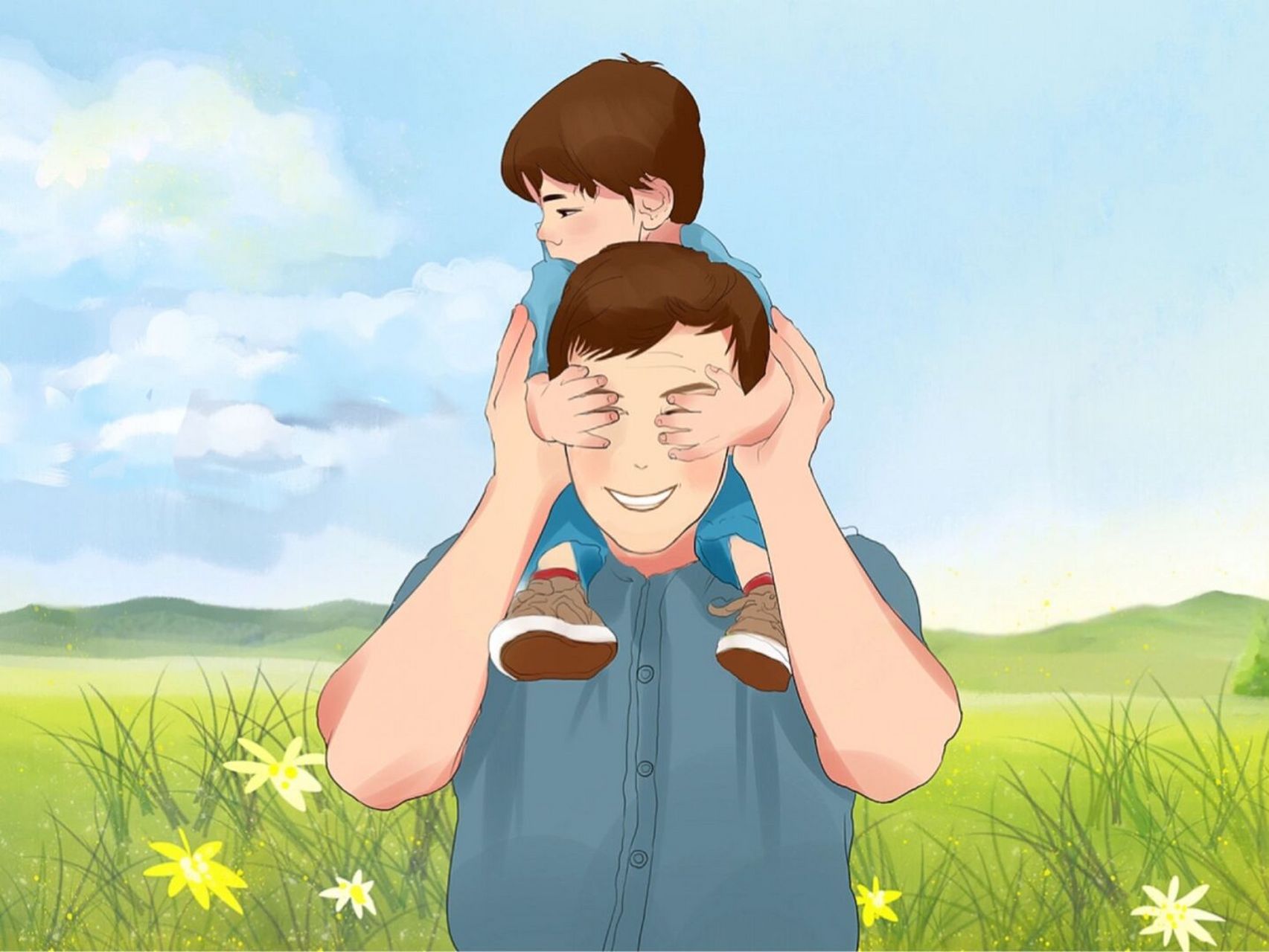 插画|父亲与儿子的美好时光 记得小时候经常坐在父亲的肩膀上👨‍