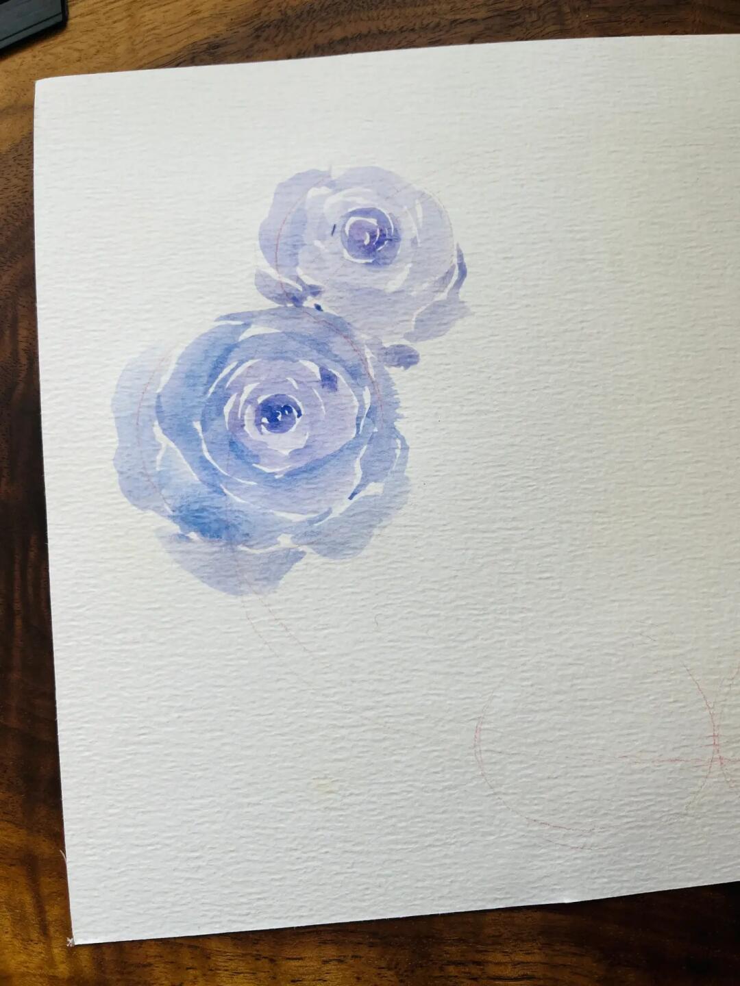 水粉画:蓝色玫瑰