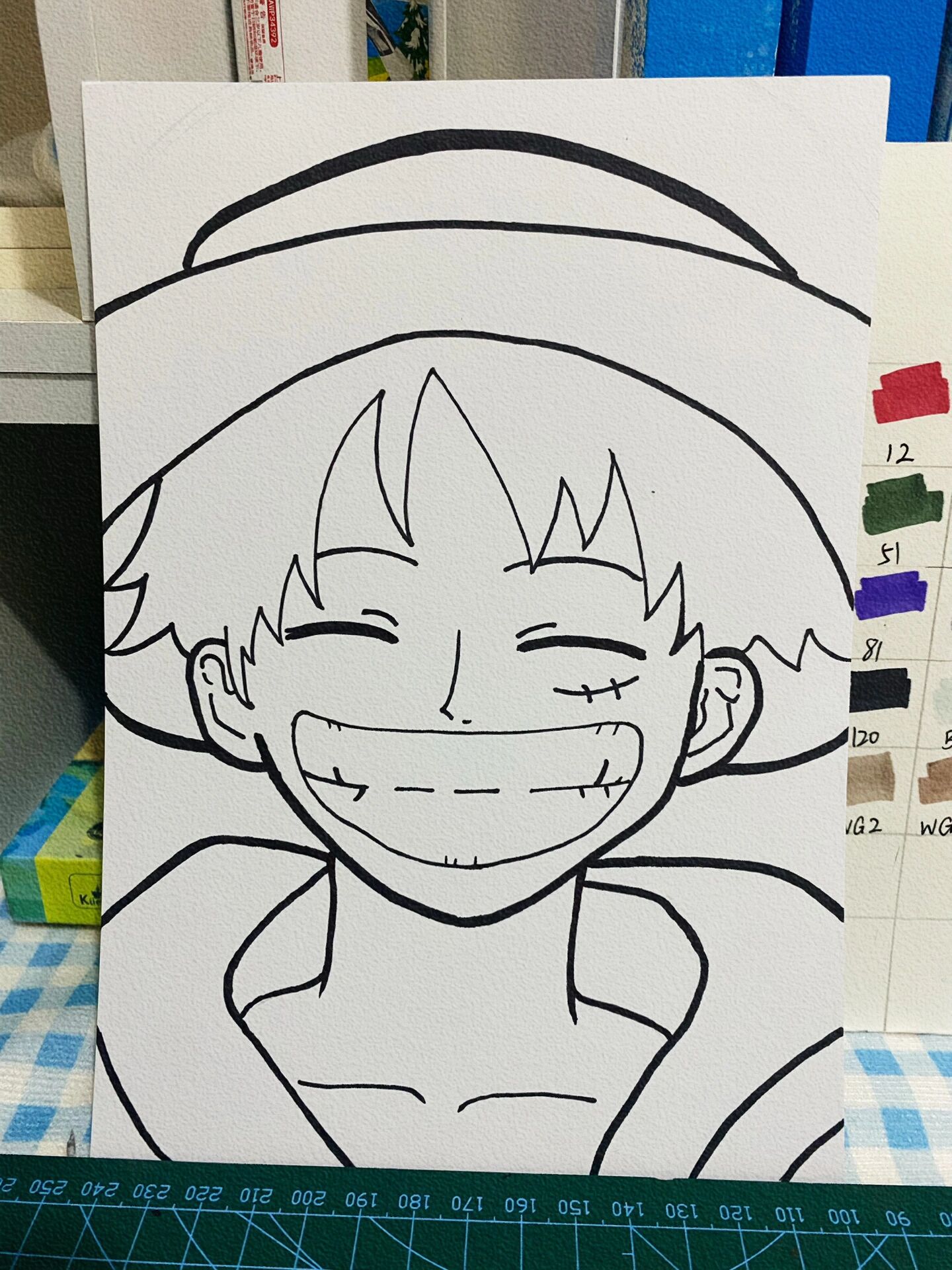 马克笔画——海贼王 路飞(含线稿