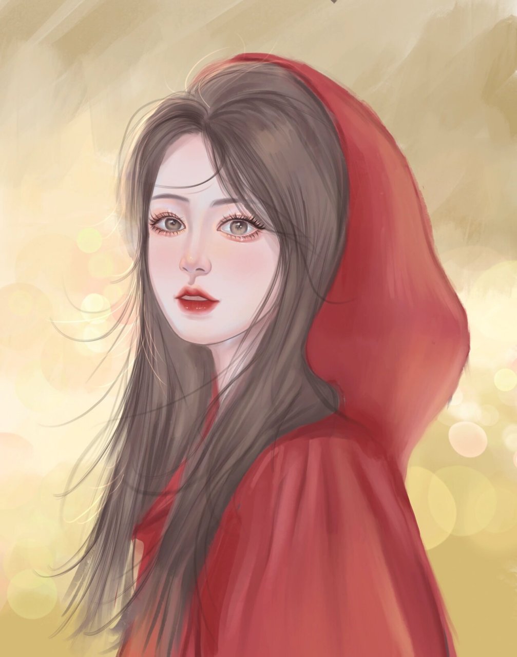 红衣美女 手绘头像 看到这张图片忍不住想画了