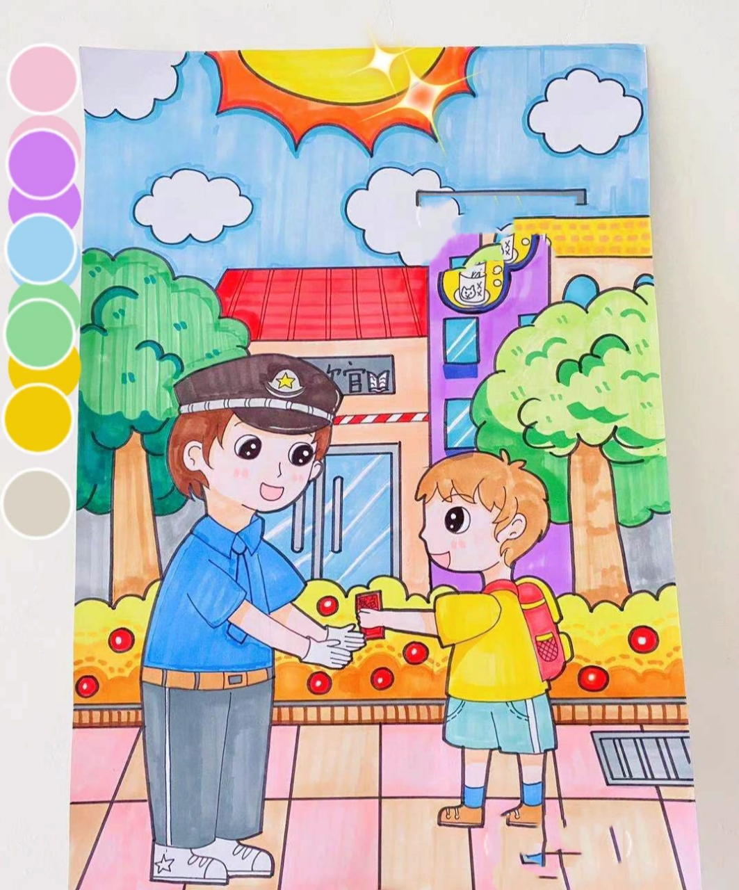 儿童警察法律创意绘画动漫卡通人物简笔画