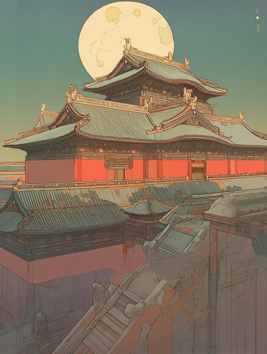 建筑素材故宫紫禁城绘画参考