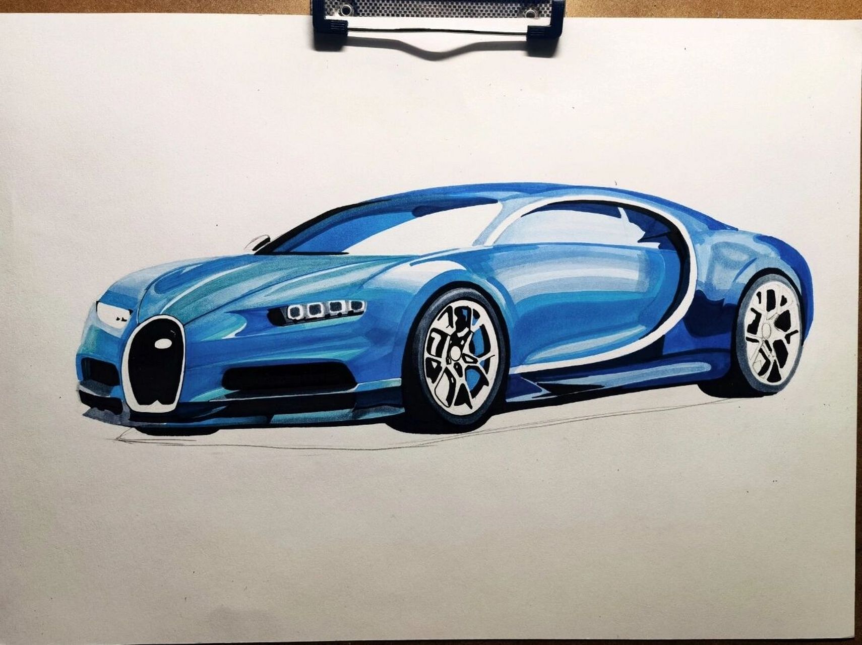 汽车手绘|布加迪chiron bugatti chiron 9015工具:马克笔 彩铅