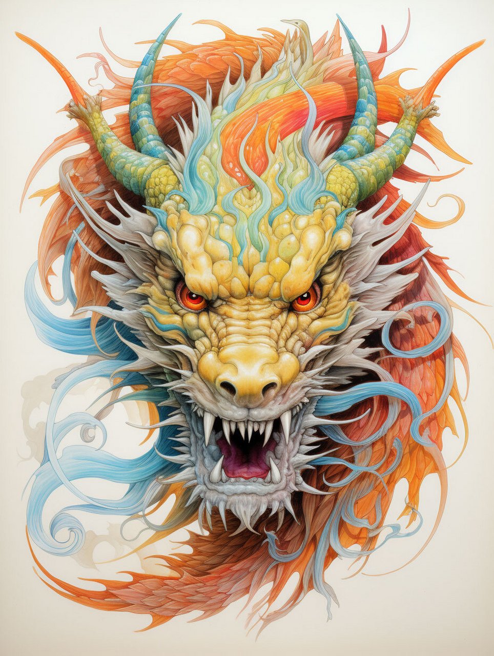 彩铅画龙来点颜色看看 彩铅的色彩给人一种不一样的感觉#彩铅画#02