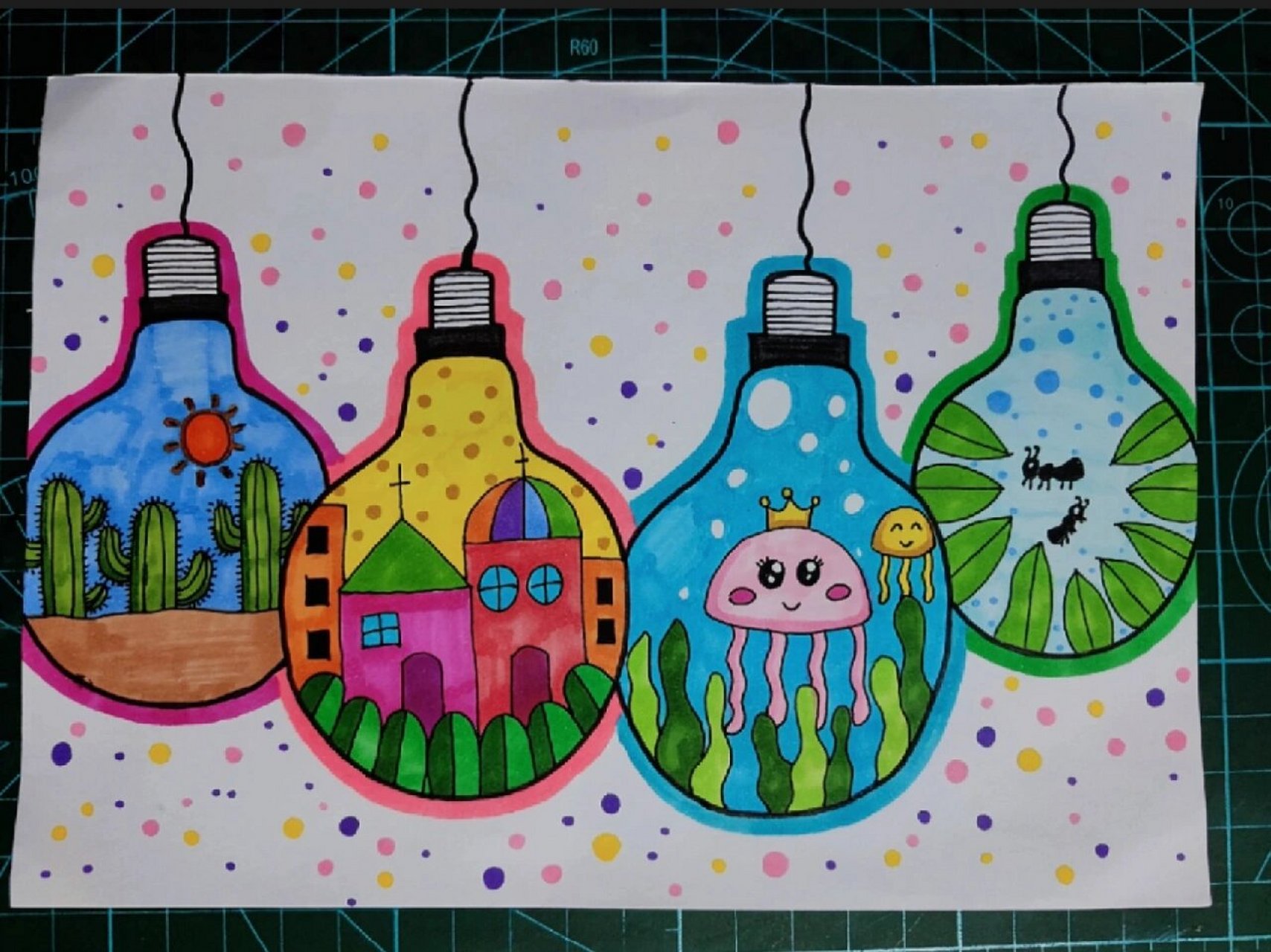 创意美术《灯泡里的世界》 适合5-8岁宝贝.