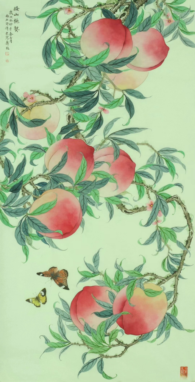 画家许伟建寿桃作品#字画##书画##国画