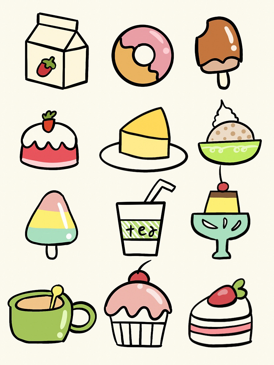 简笔画 美食系列2 999999