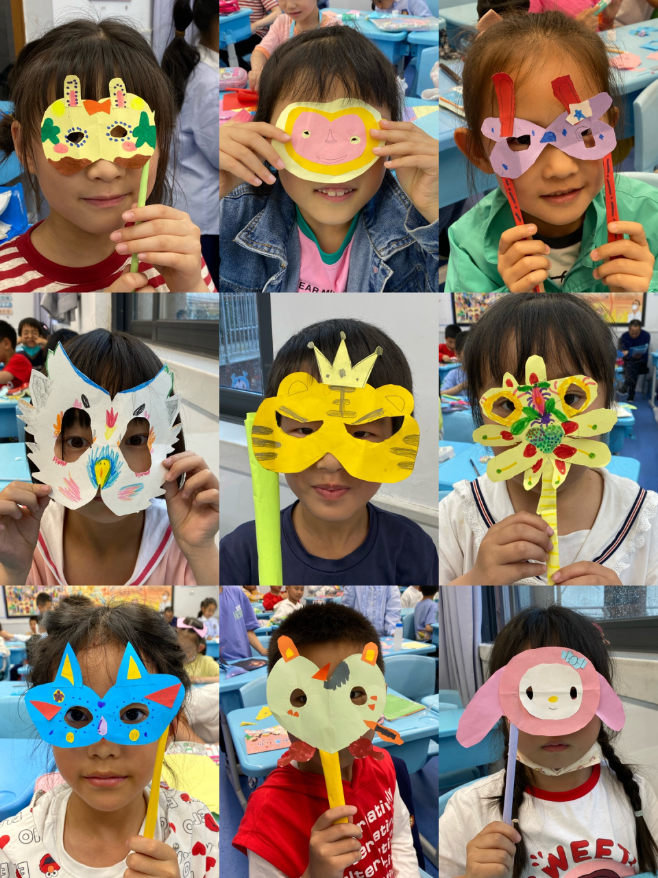 一年级折纸手工|多彩的舞会面具 大家都太可爱了刚刚把照片整理了一下