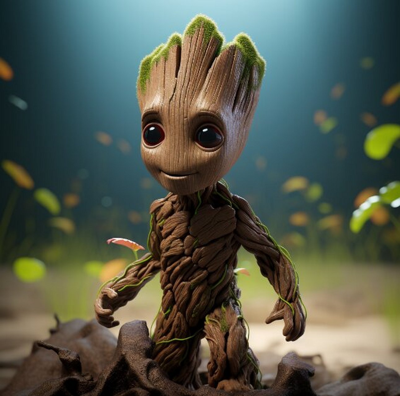 mj绘画—超级英雄 格鲁特身体虽为树木,但却不怕火.